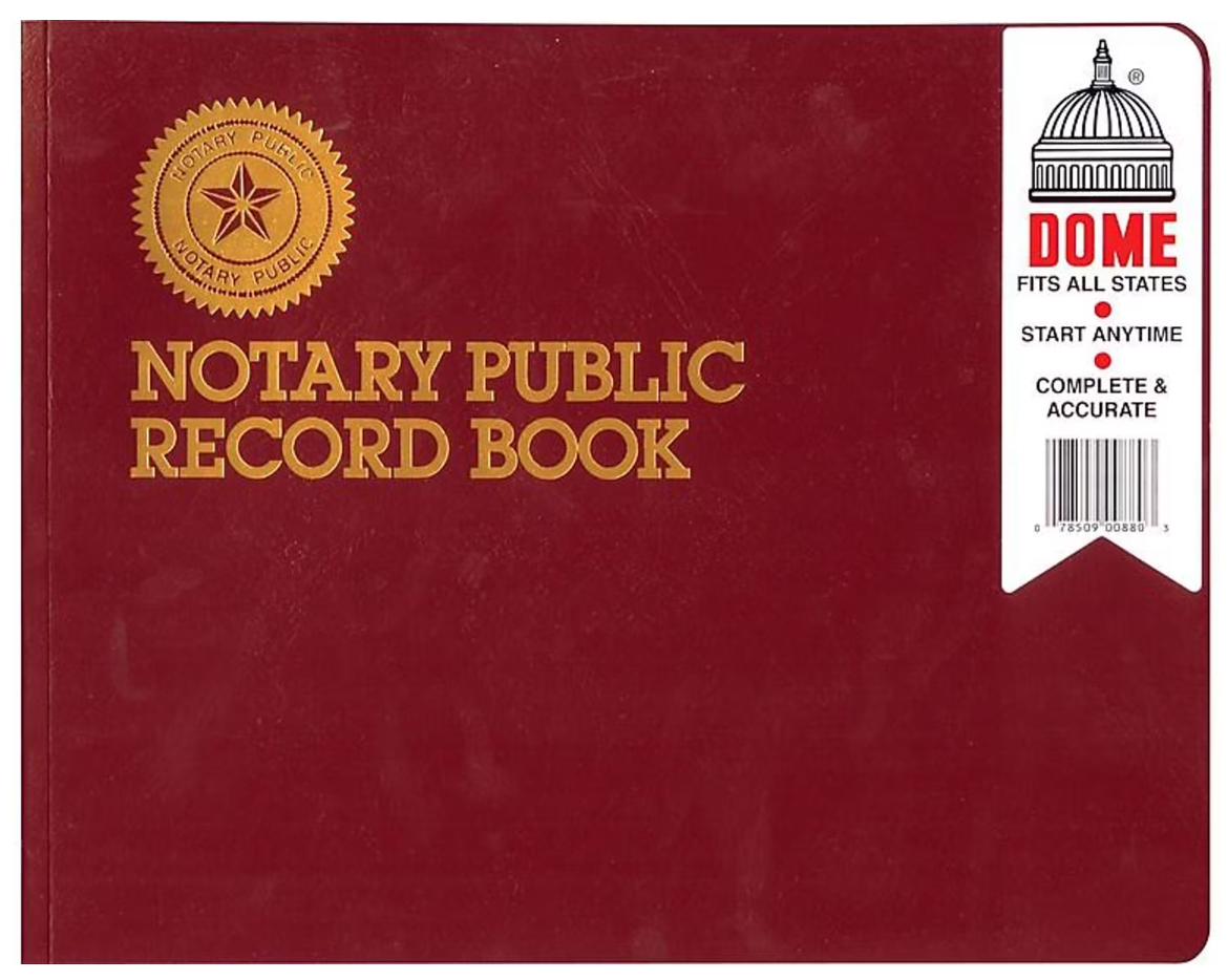 NOTARY PUBLIC RECORD BOOK, DOME, RED LARGE